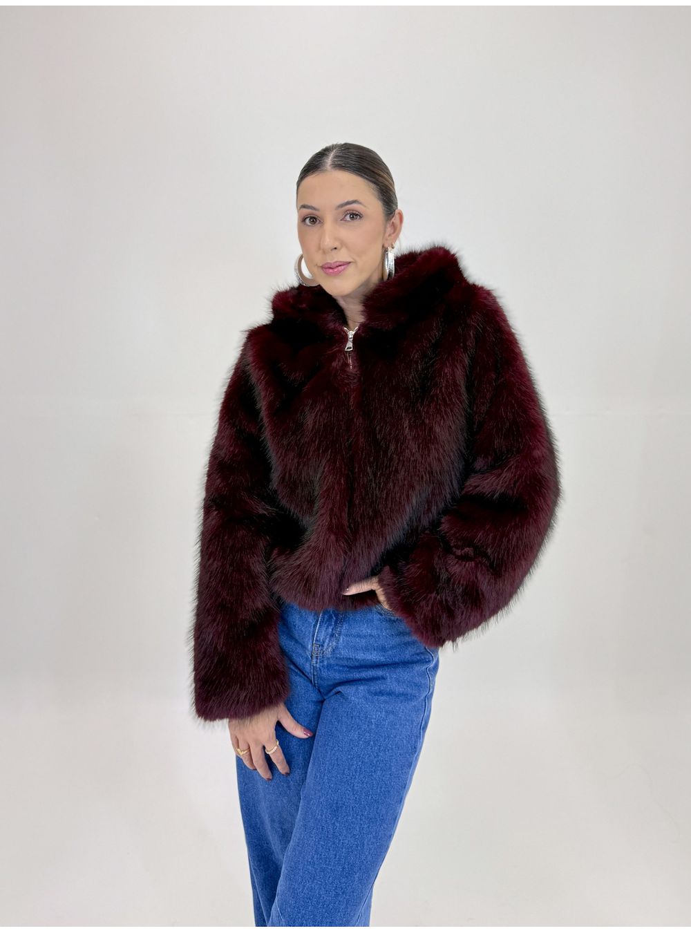 JAQUETA DE PELO VINHO CLEO - EFFE