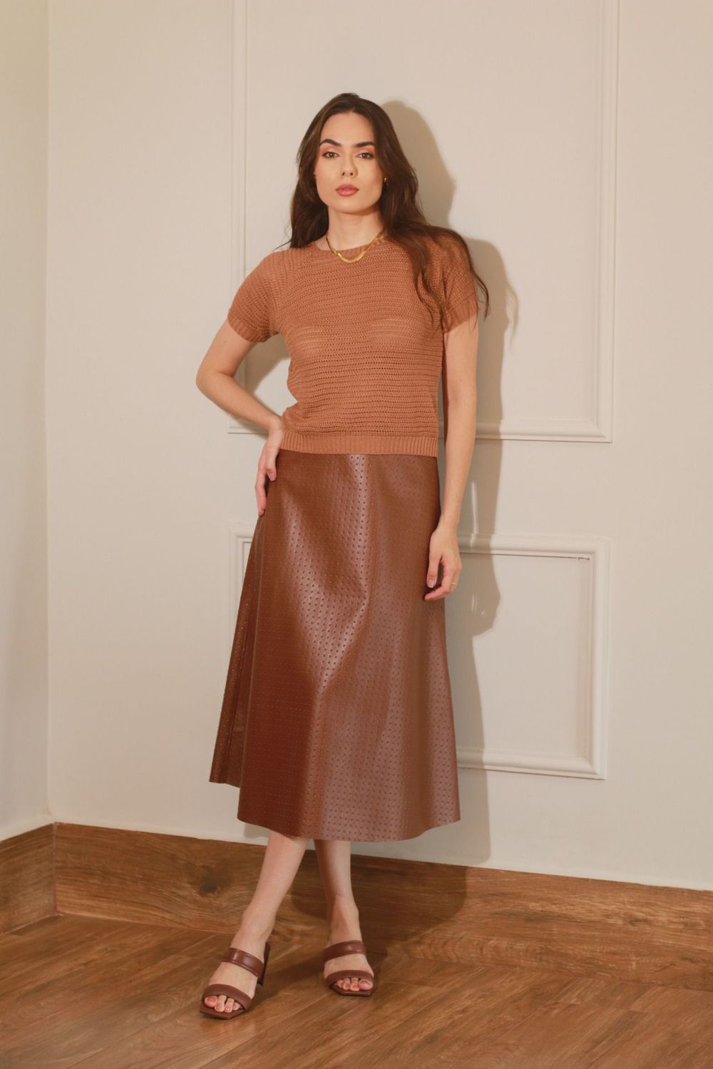Blusa tricot Manguinha - Caramelo