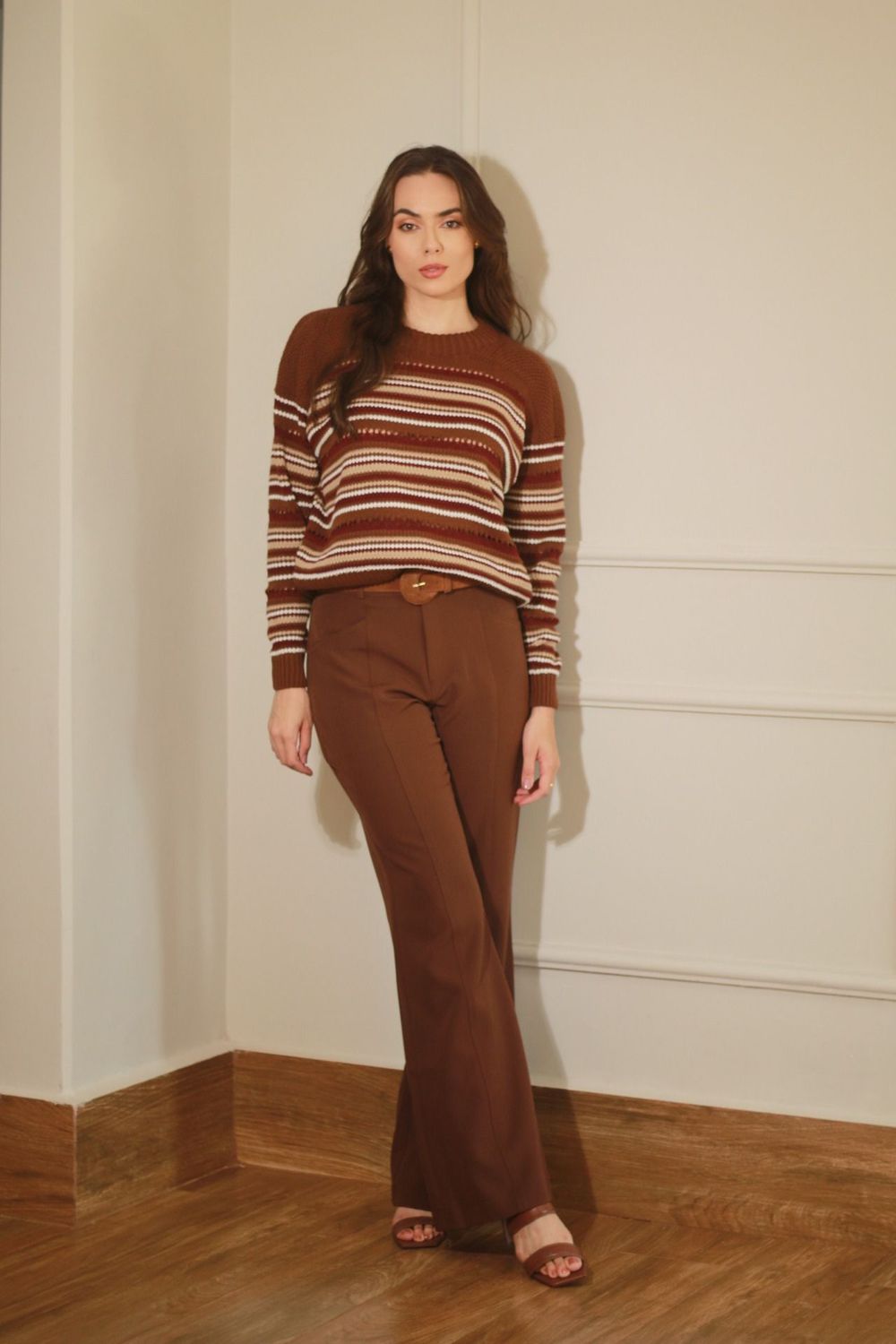 Blusa Tricot Listras - Marrom