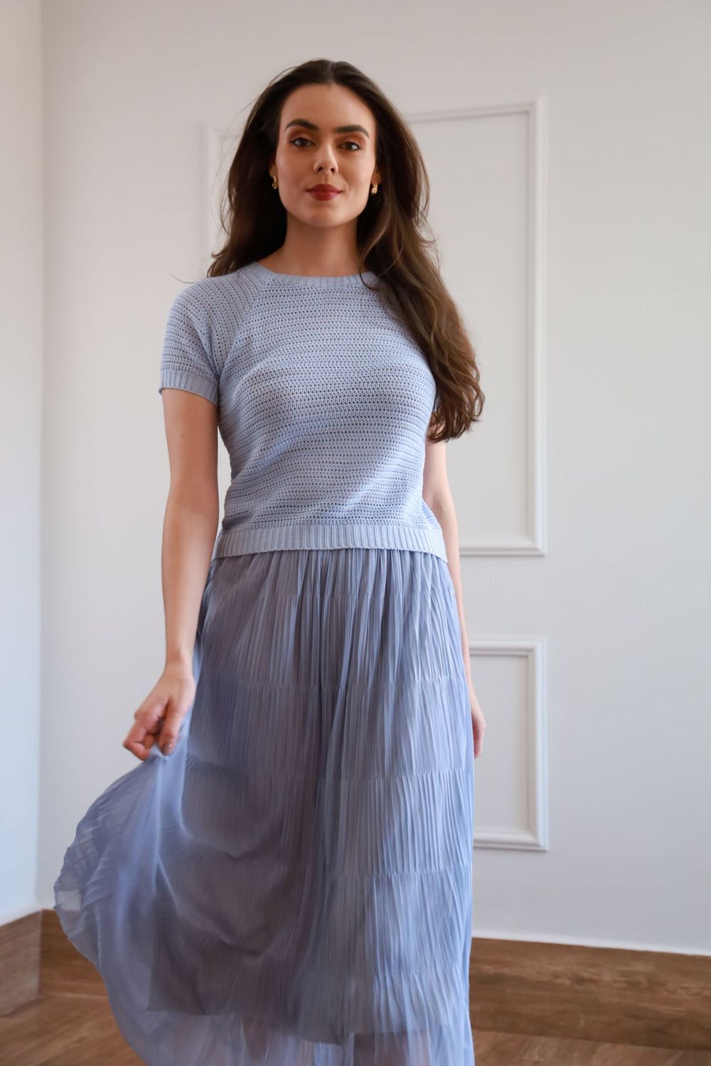 Blusa Tricot Manguinha - Azul
