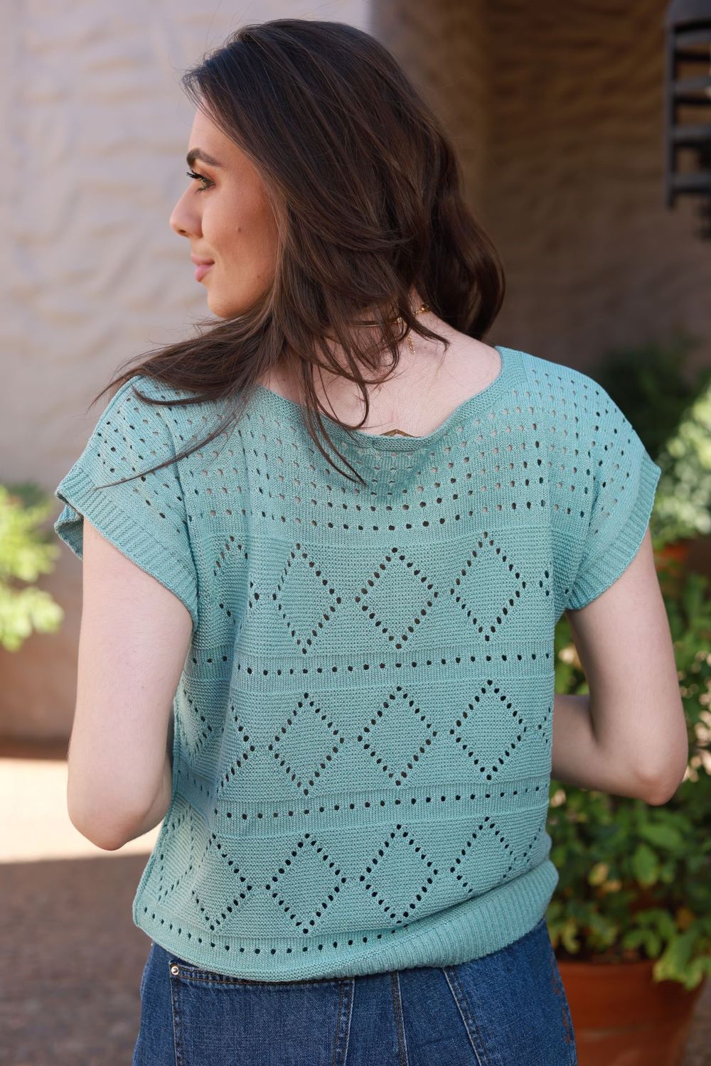 Blusa Tricot Ponto - Turquesa