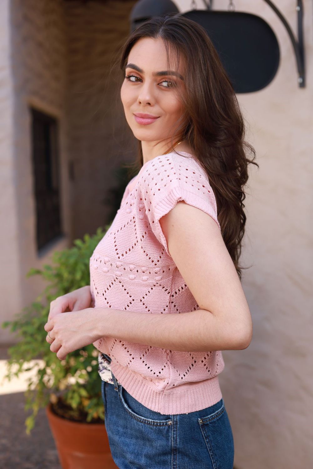 Blusa Tricot Ponto - Rosa