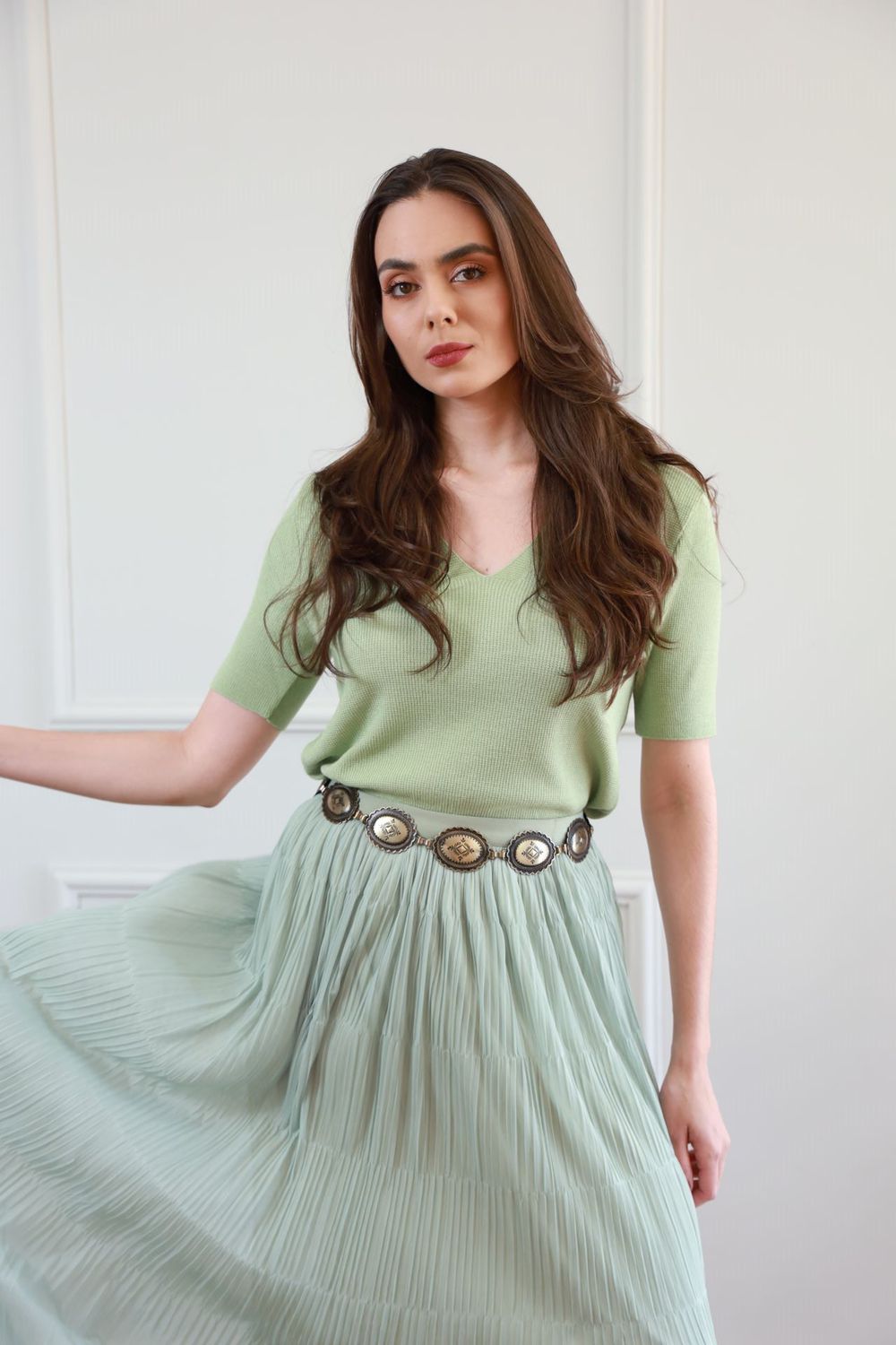 Blusa Tricot decote V - Verde