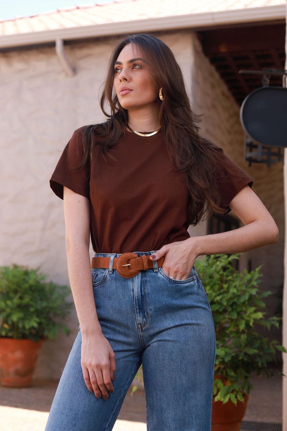T Shirt Algodão - Marrom