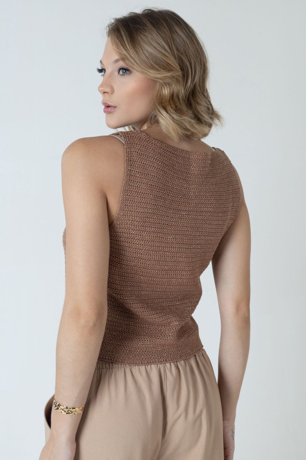 Regata Tricot Fios - Caramelo 