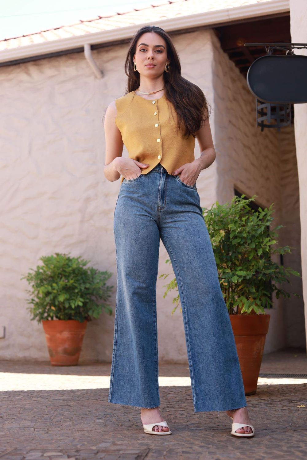 Colete Tricot Modal - Açafrão