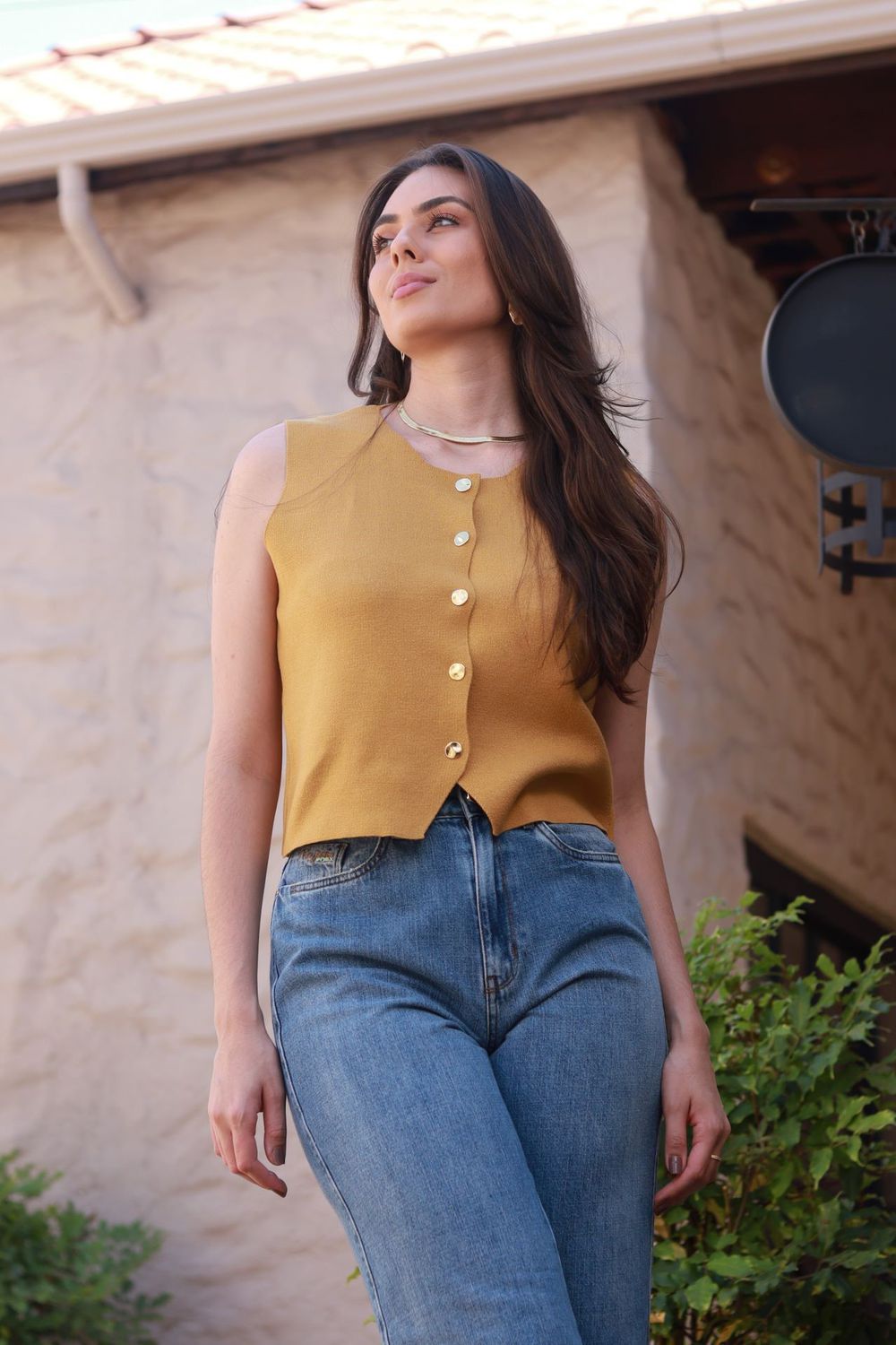 Colete Tricot Modal - Açafrão