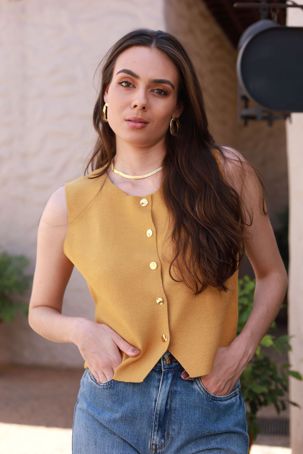 Colete Tricot Modal - Açafrão