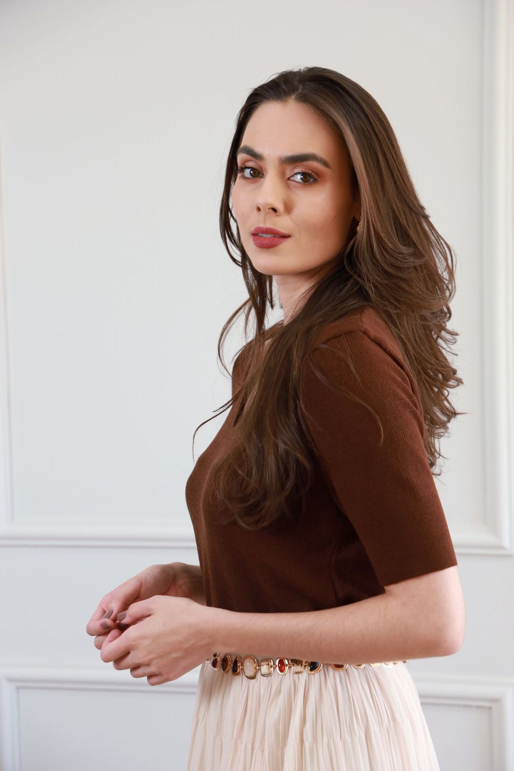 Blusa Tricot Dec V - Marrom