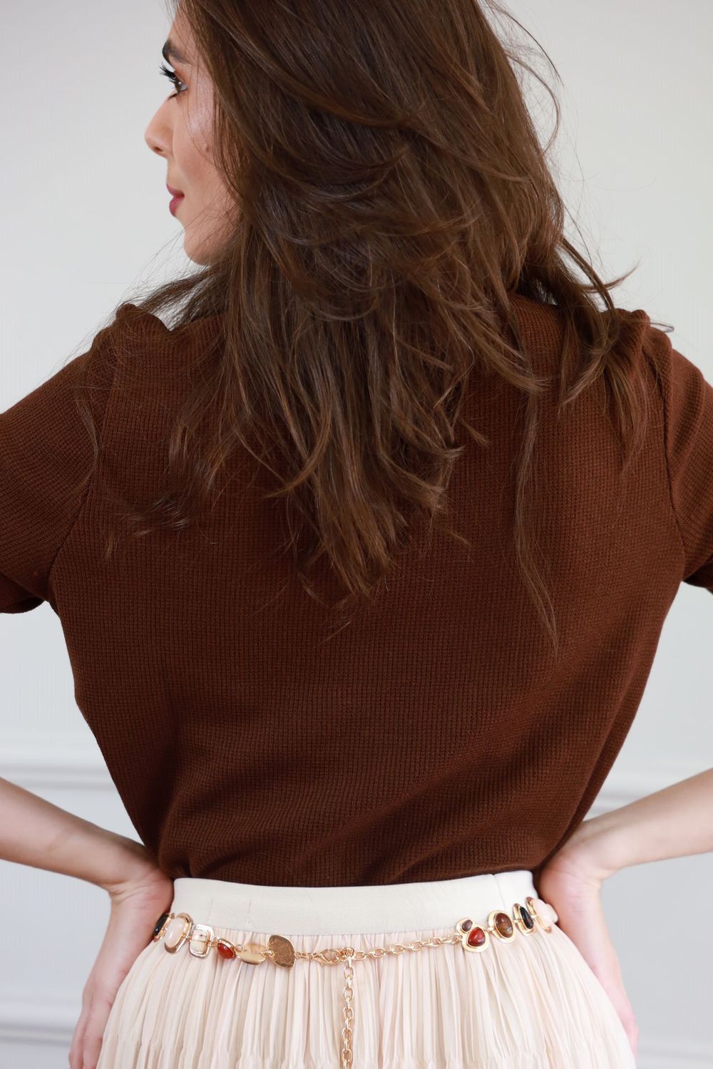 Blusa Tricot Dec V - Marrom