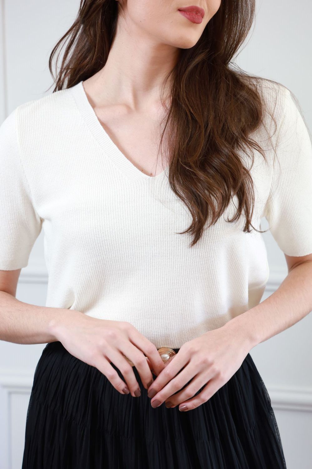 Blusa Tricot Dec V - Off White