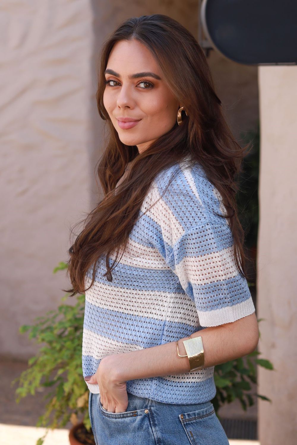 Blusa Tricot Listras - Azul