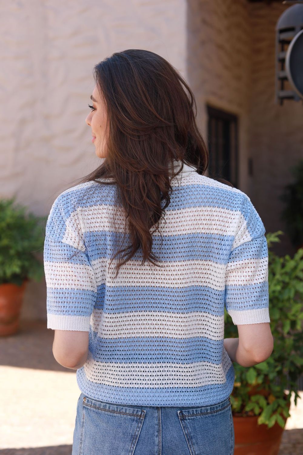 Blusa Tricot Listras - Azul