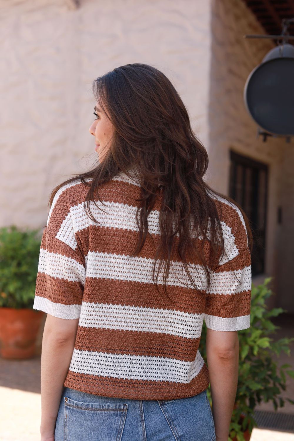 Blusa Tricot Listras - Caramelo