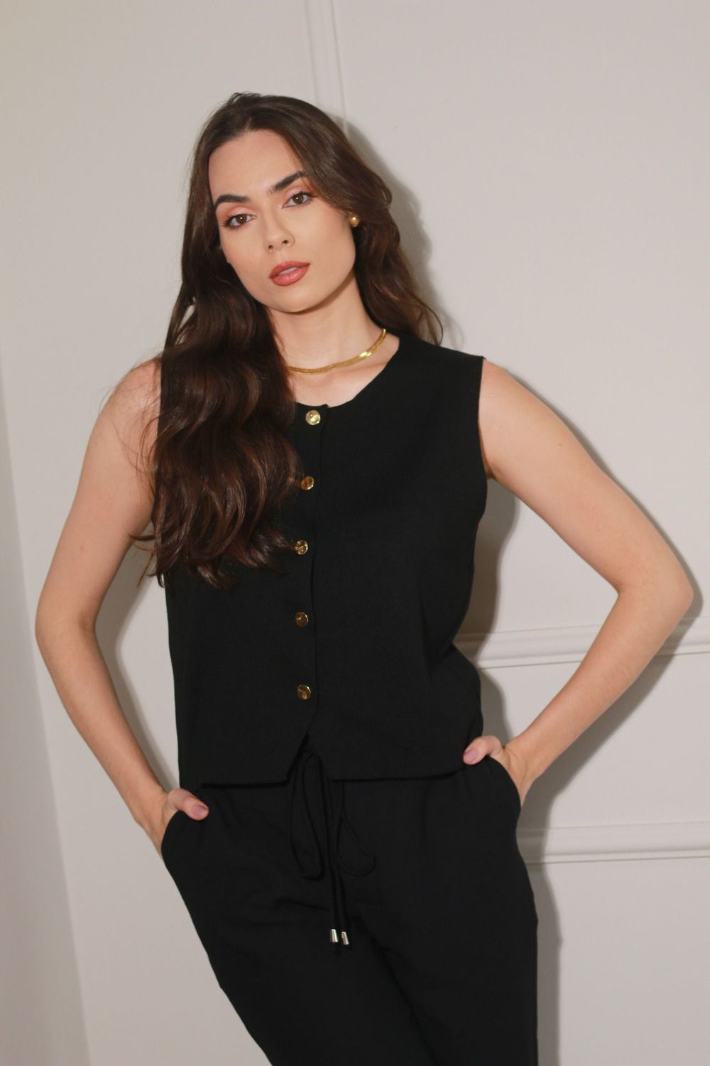 Colete Tricot Modal - Preto