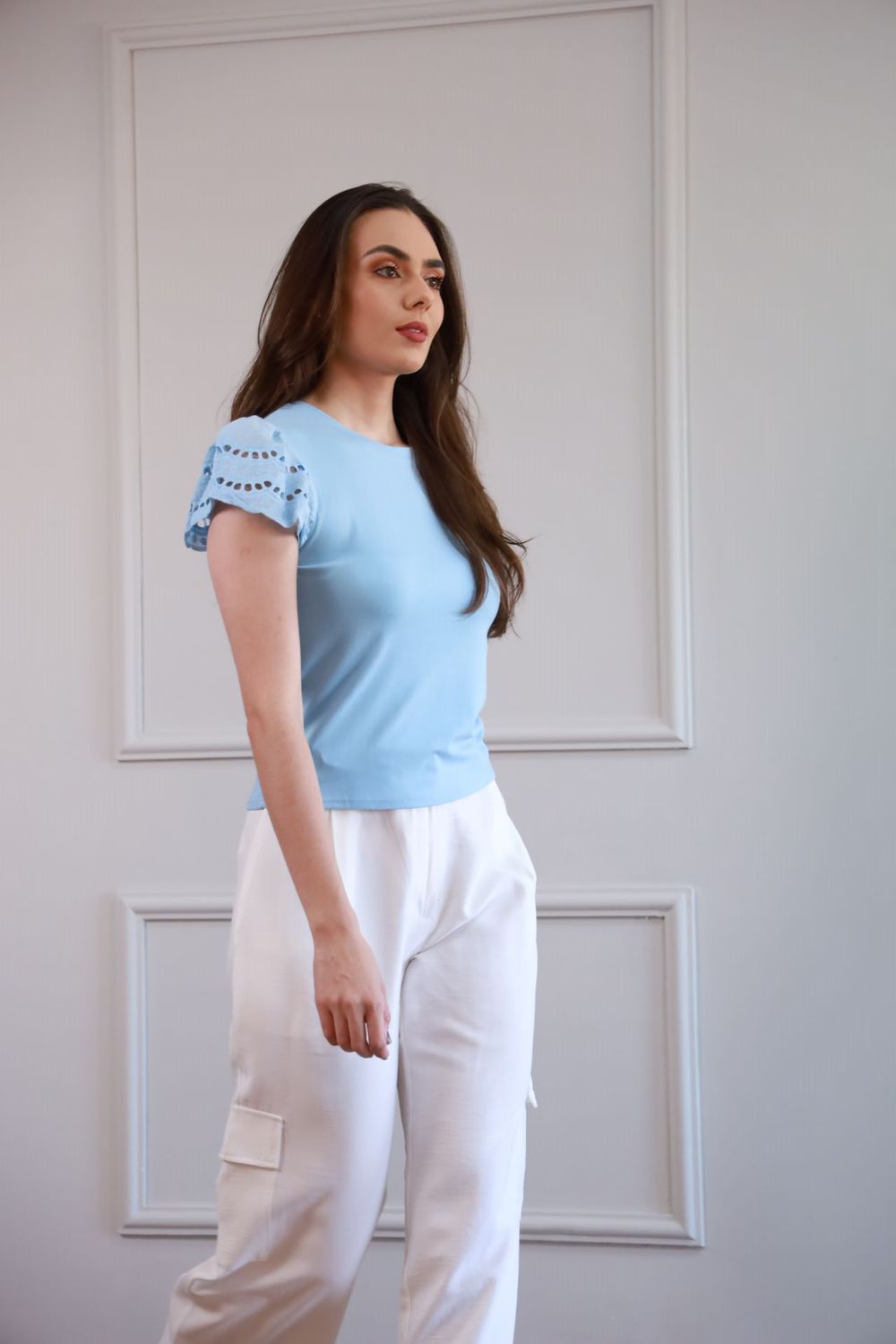 Blusa Manga Laise - Azul