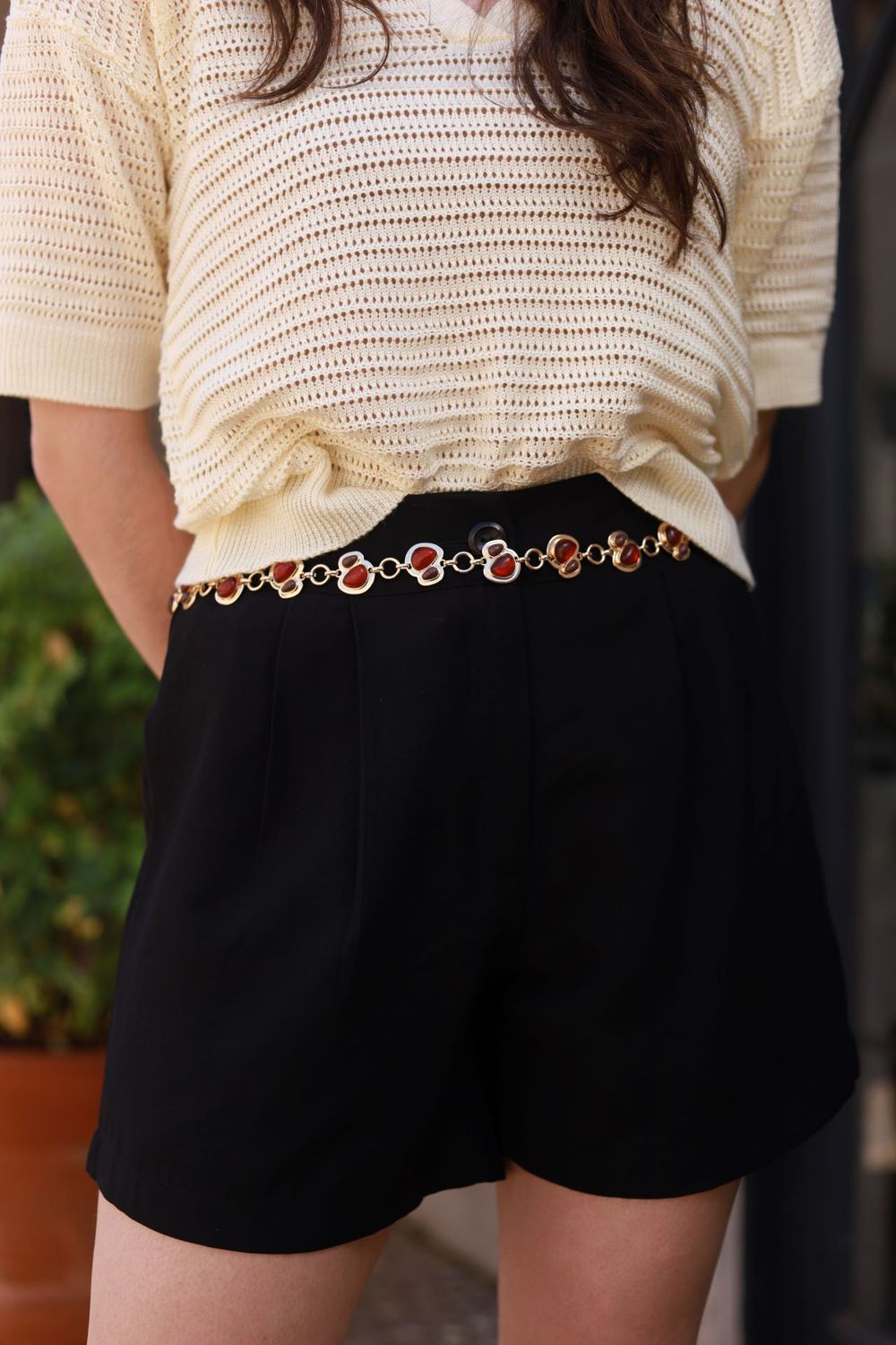 Blusa Tricot Rendada - Manteiga