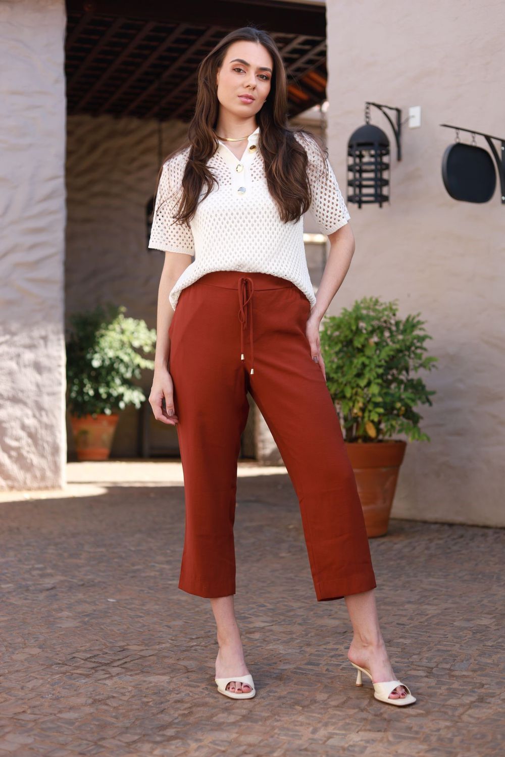 Blusa Tricot Tela - Off White