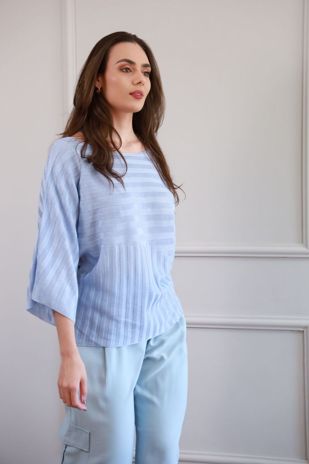 Blusa Tricot Ampla - Azul