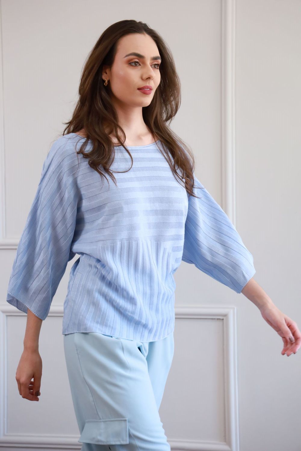 Blusa Tricot Ampla - Azul