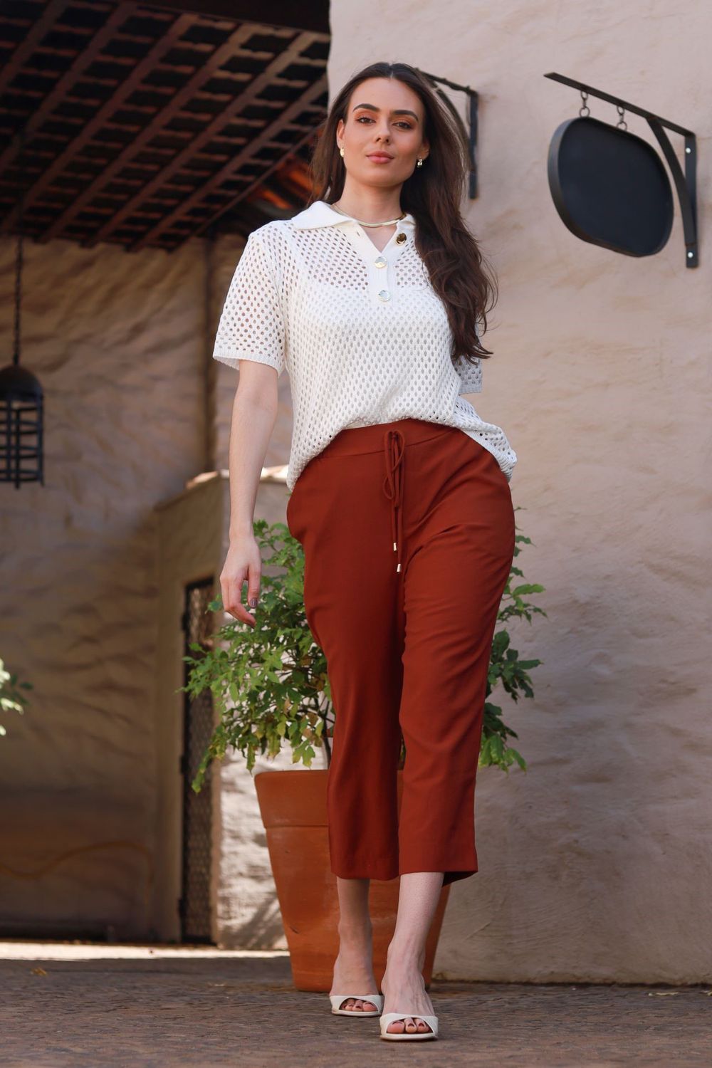 Blusa Tricot Tela - Off White