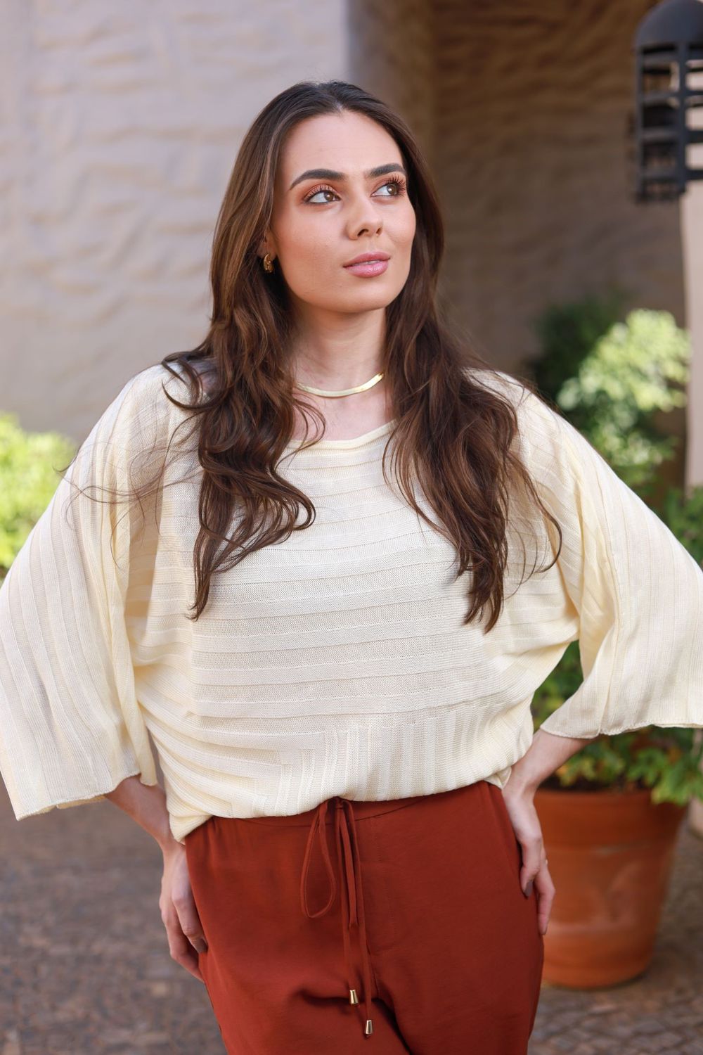 Blusa Tricot Ampla - Manteiga
