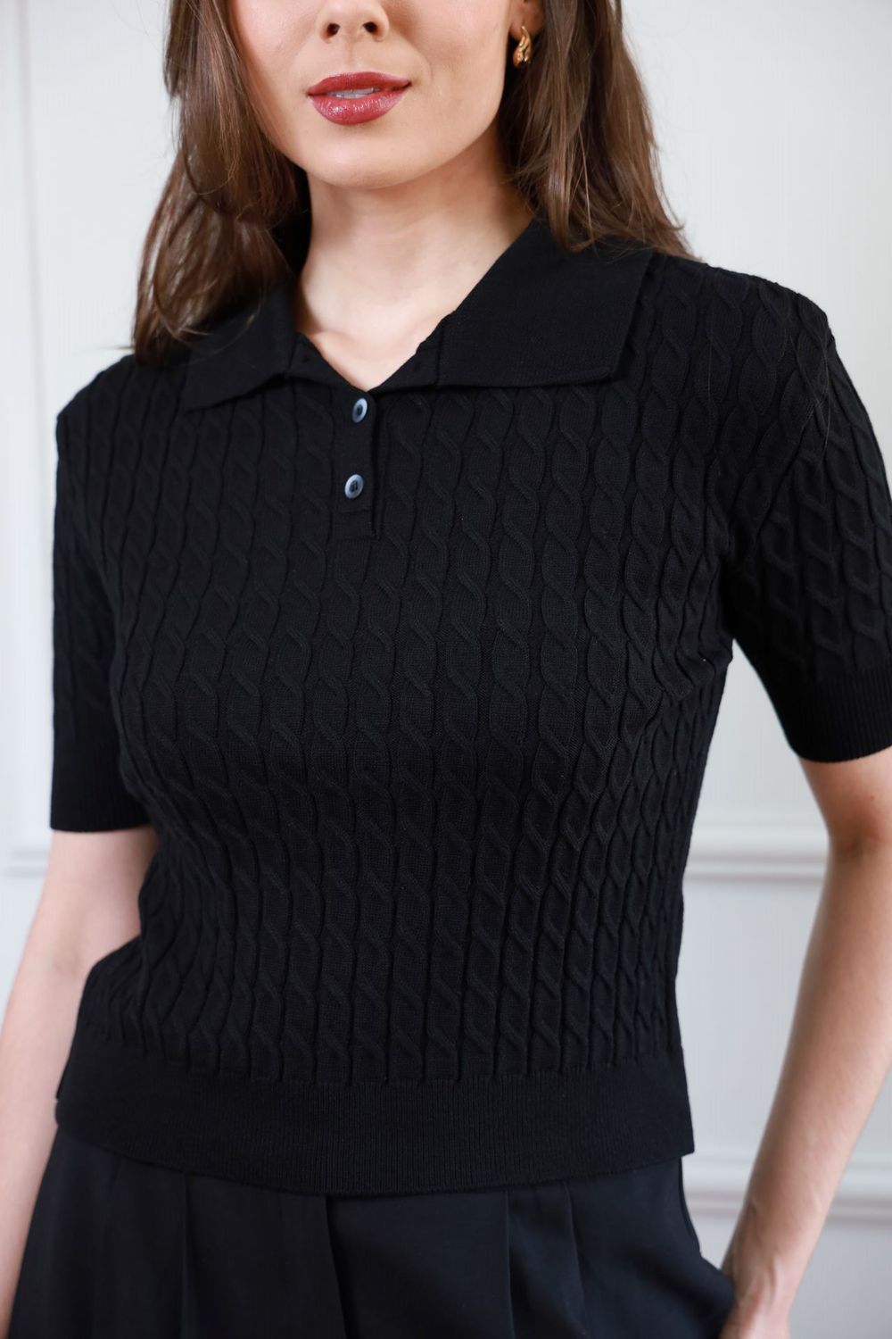 Blusa Tricot Polo - Preto
