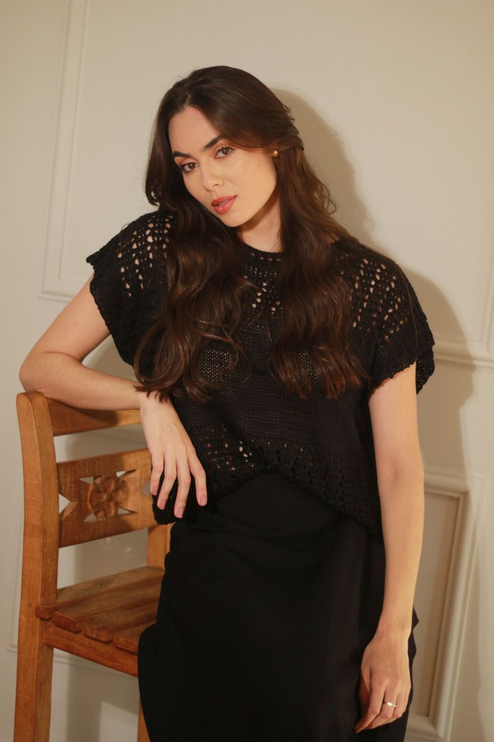 Blusa Tricot Pontos - Preto