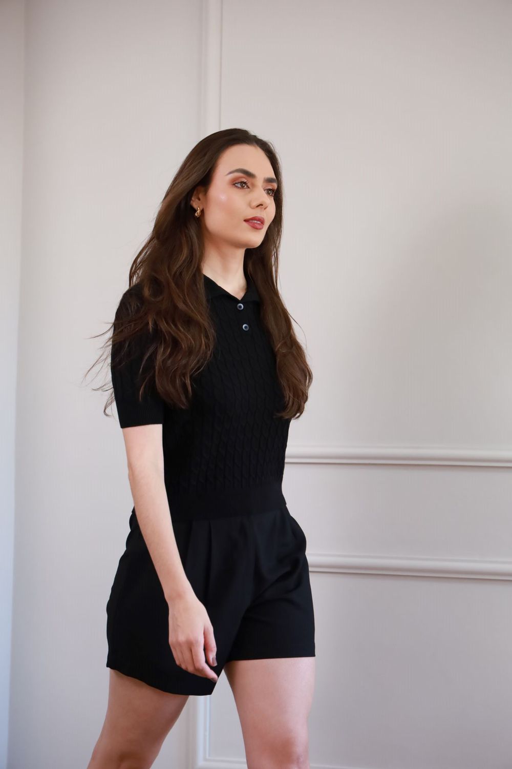 Blusa Tricot Polo - Preto