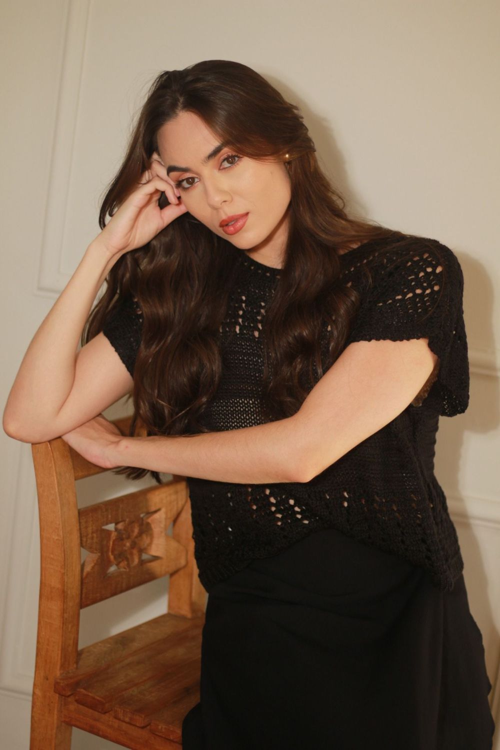 Blusa Tricot Pontos - Preto
