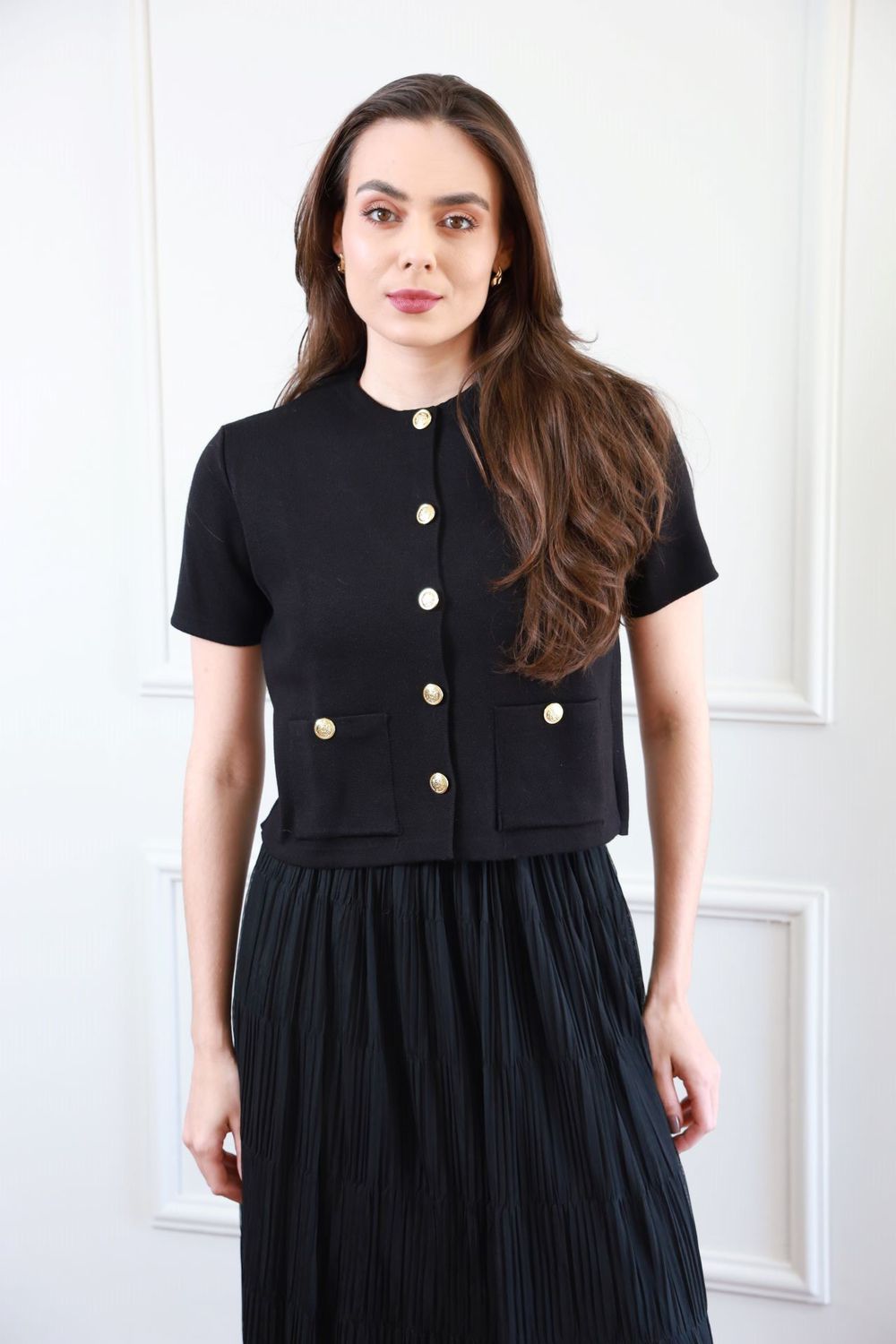 Casaqueto Tricot Botões - Preto