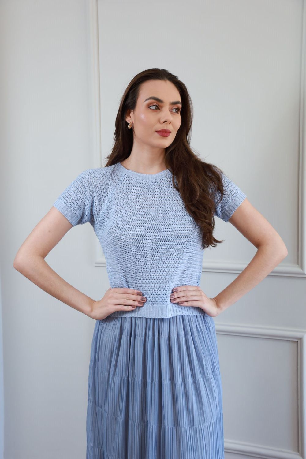 Blusa Tricot Manguinha - Azul