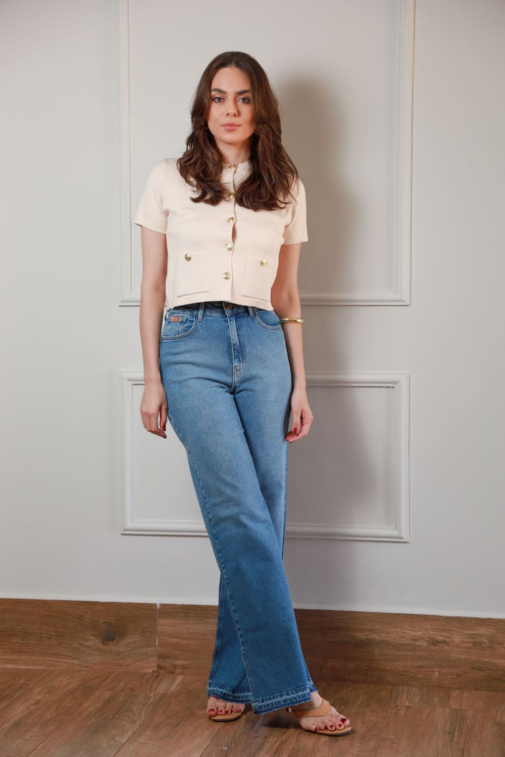 Casaqueto Tricot Botões - Off White