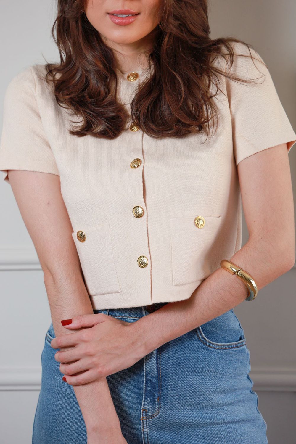 Casaqueto Tricot Botões - Off White