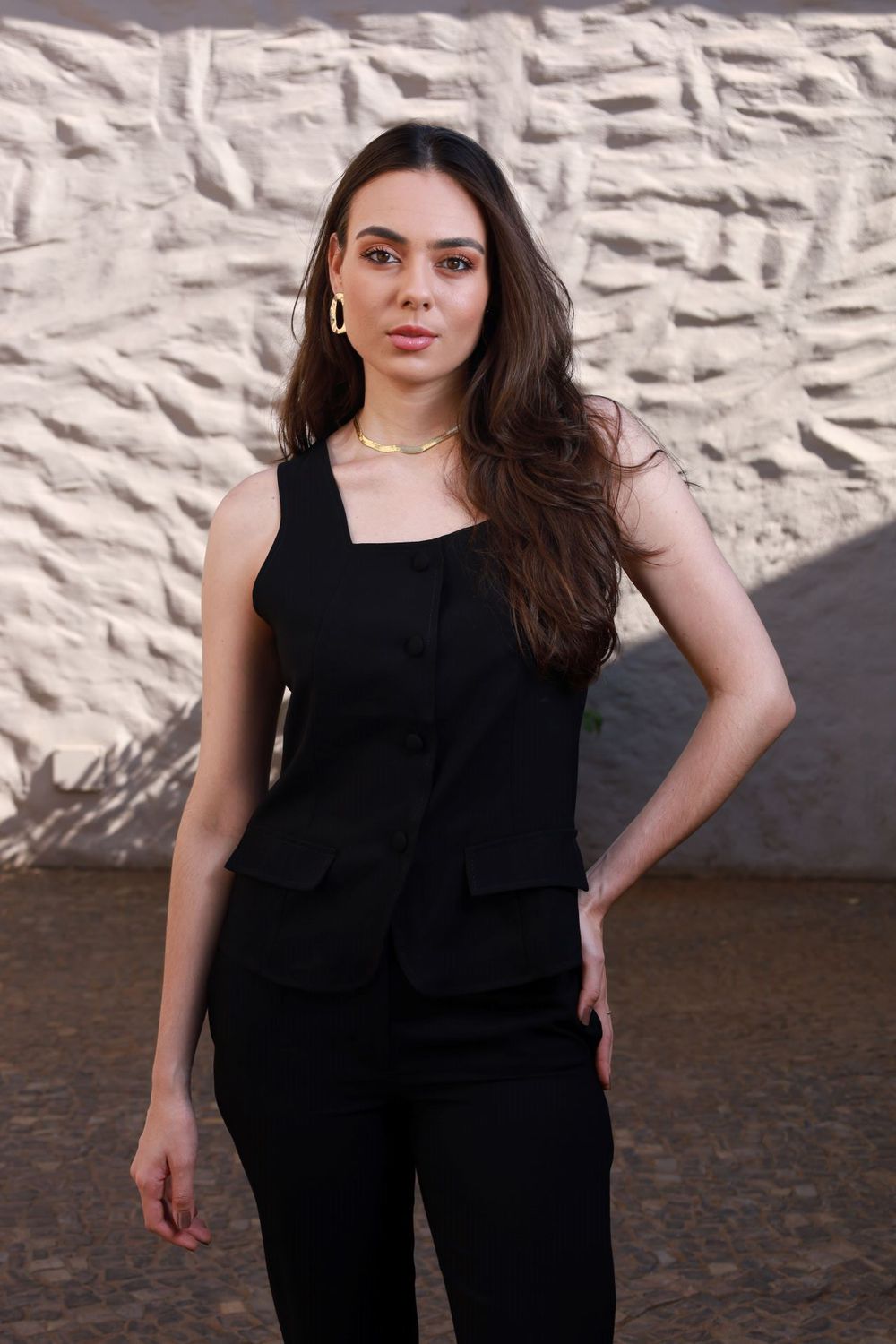 Conjunto Colete Alongado - Preto