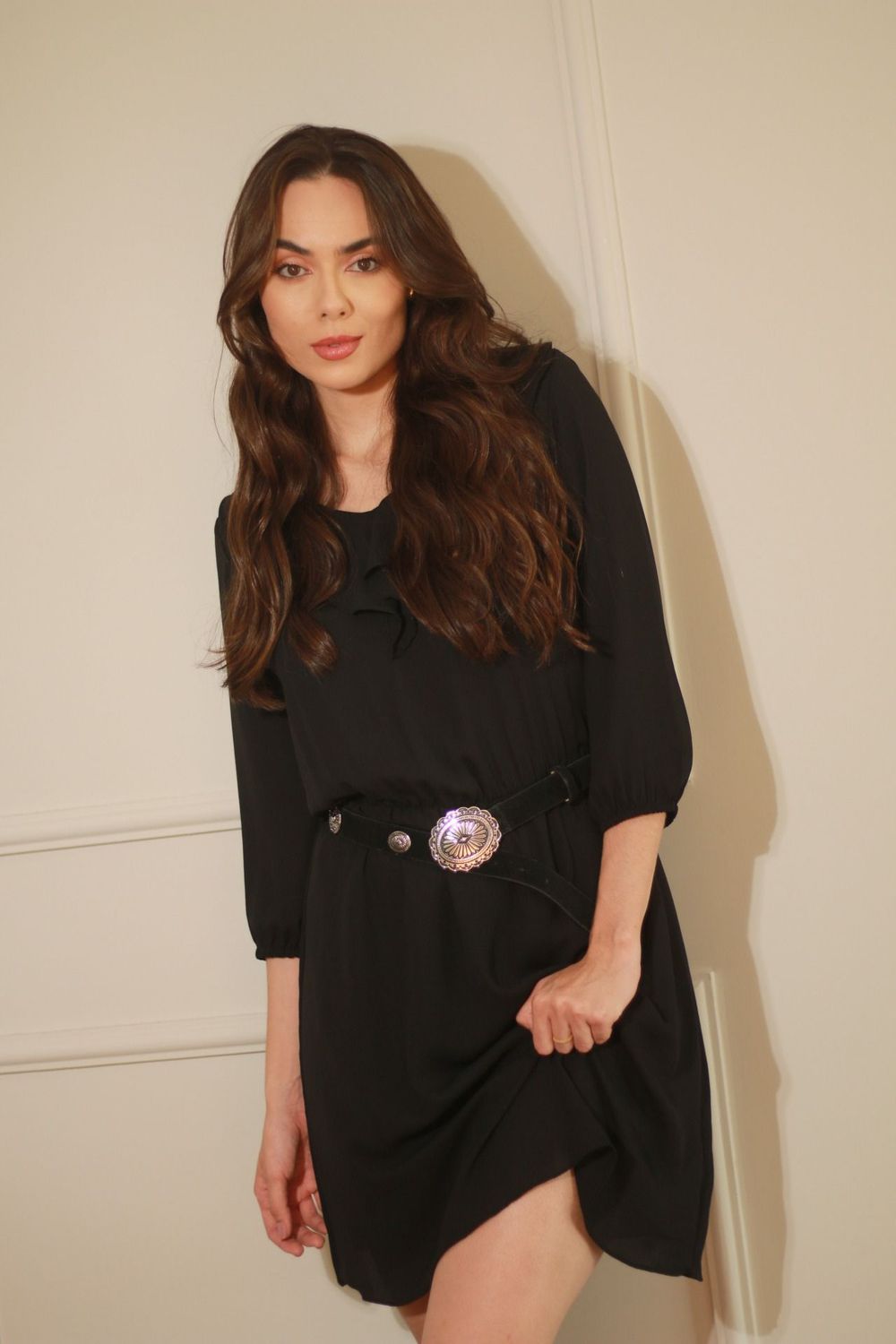 Vestido Babado Boho - Preto
