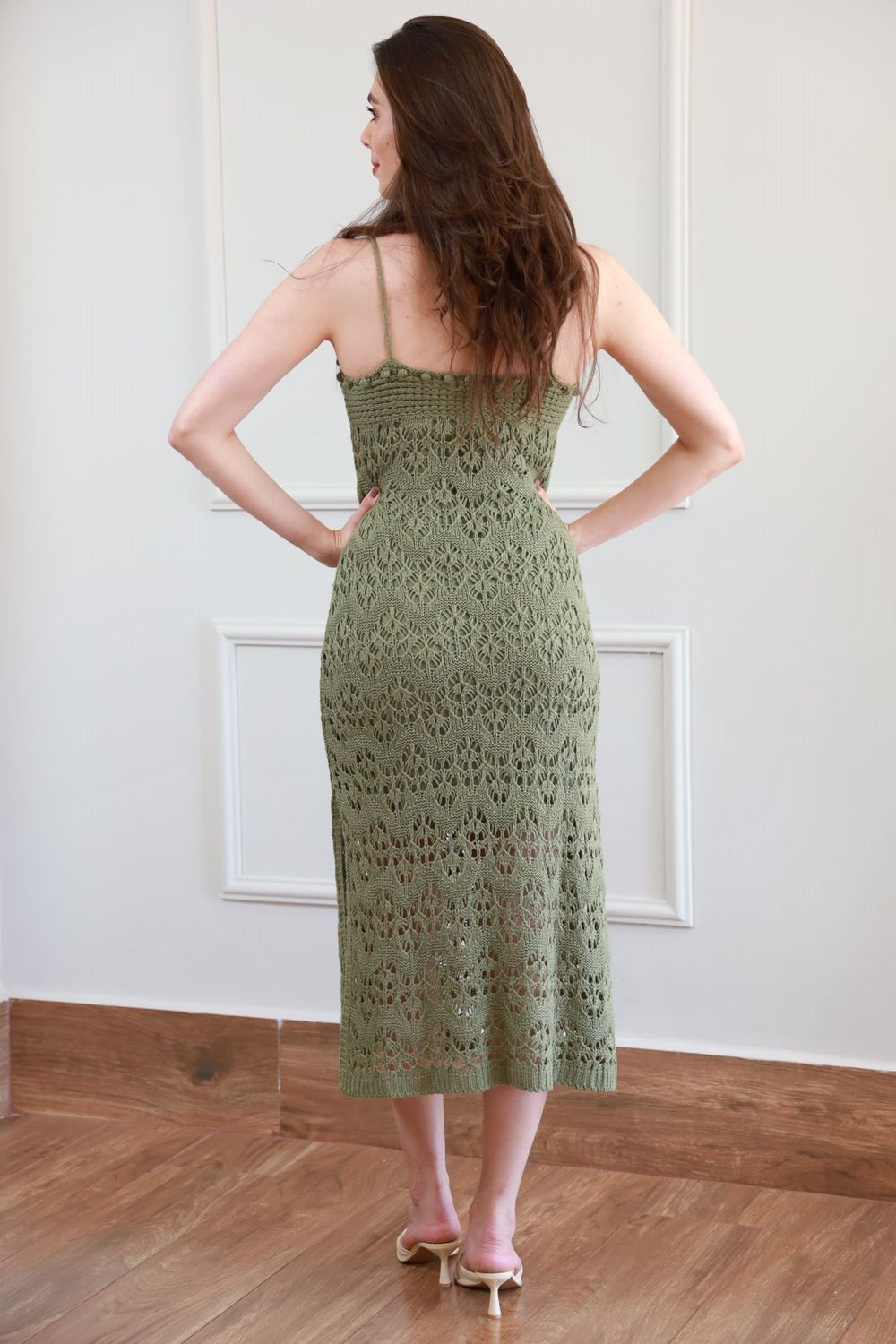 Vestido Tricot Cochê - Verde