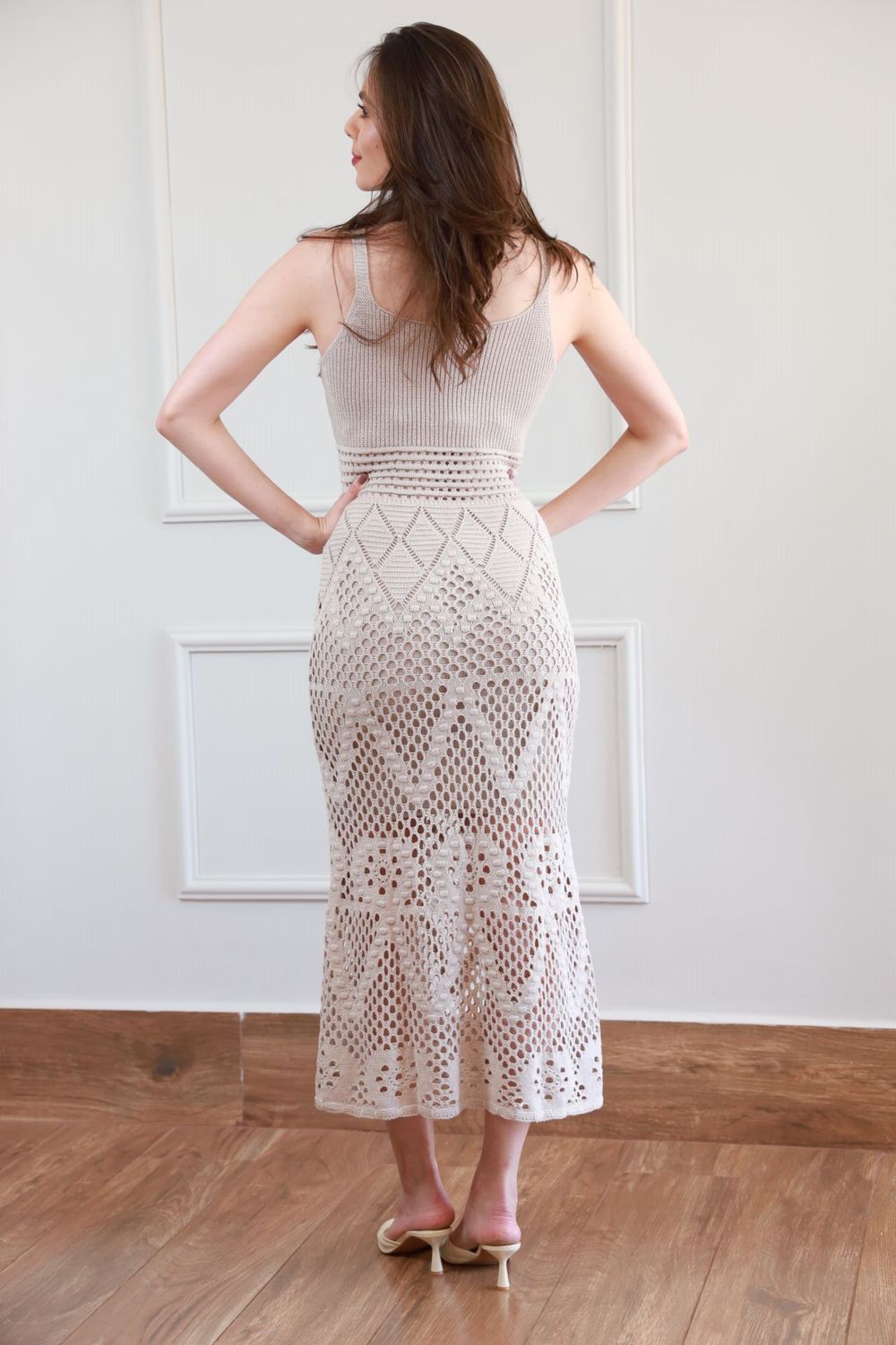 Vestido Tricot Ponto - Bege