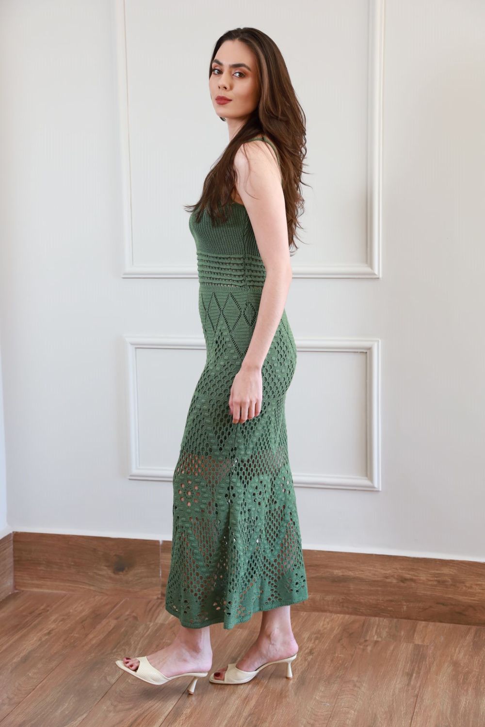Vestido Tricot Ponto - Verde