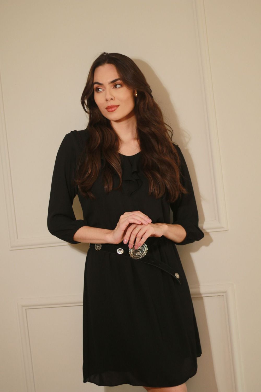 Vestido Babado Boho - Preto