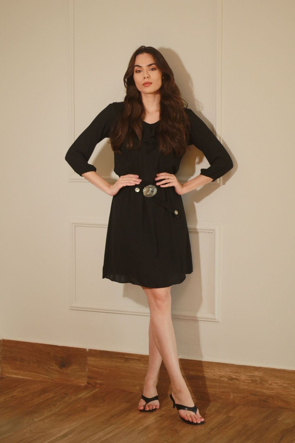 Vestido Babado Boho - Preto