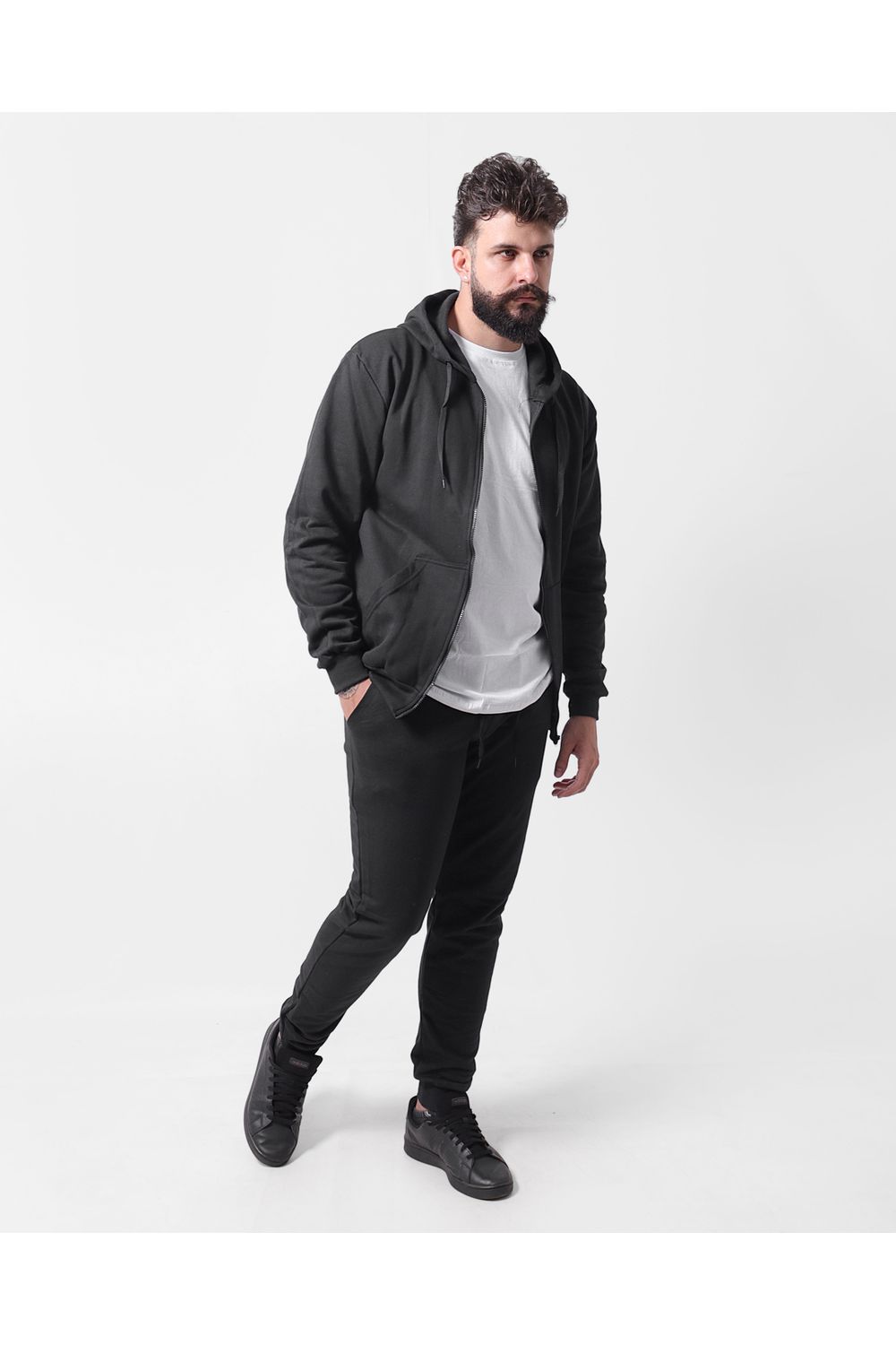Blusa De Moletinho Masculino Com Zíper Preto