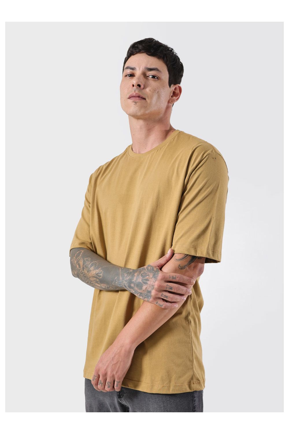 Camiseta Masculina Oversized Suedine Caramelo - Techmalhas