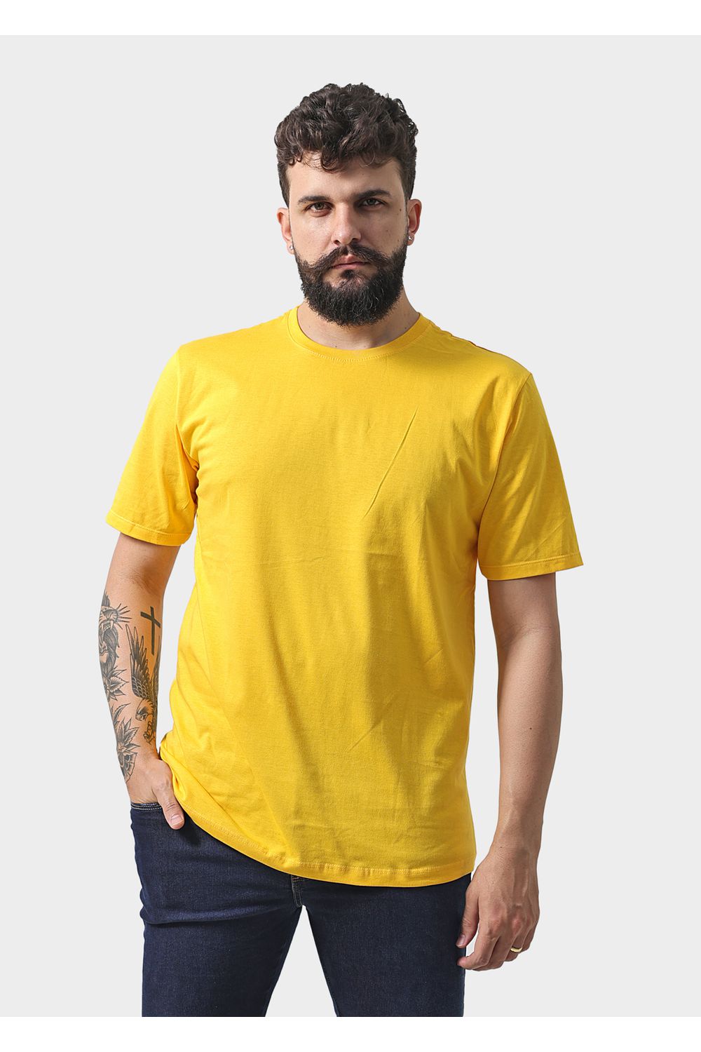 Camiseta Masculina Básica Lisa Amarela