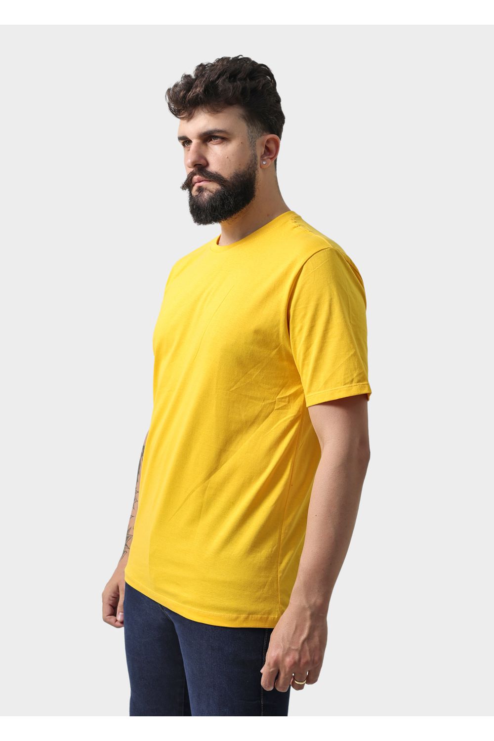 Camiseta Masculina Básica Lisa Amarela