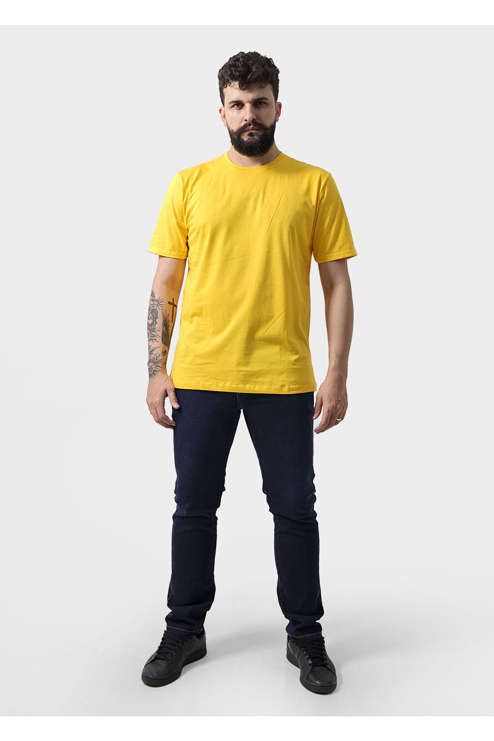Camiseta Masculina Básica Lisa Amarela