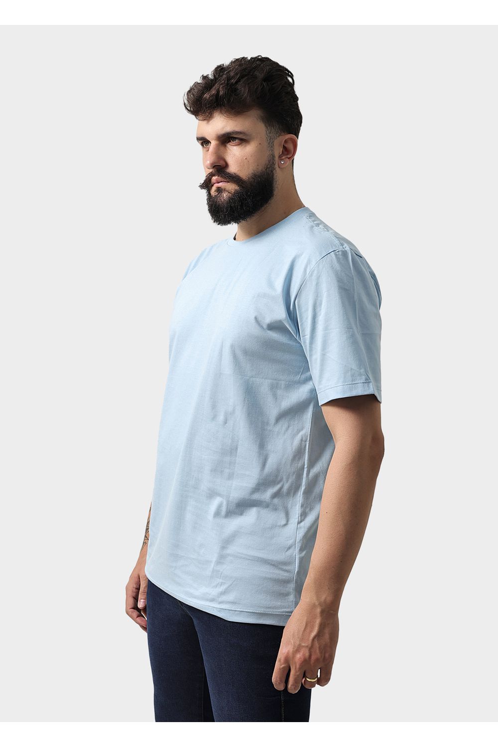 Camiseta Masculina Básica Lisa Azul Bebê
