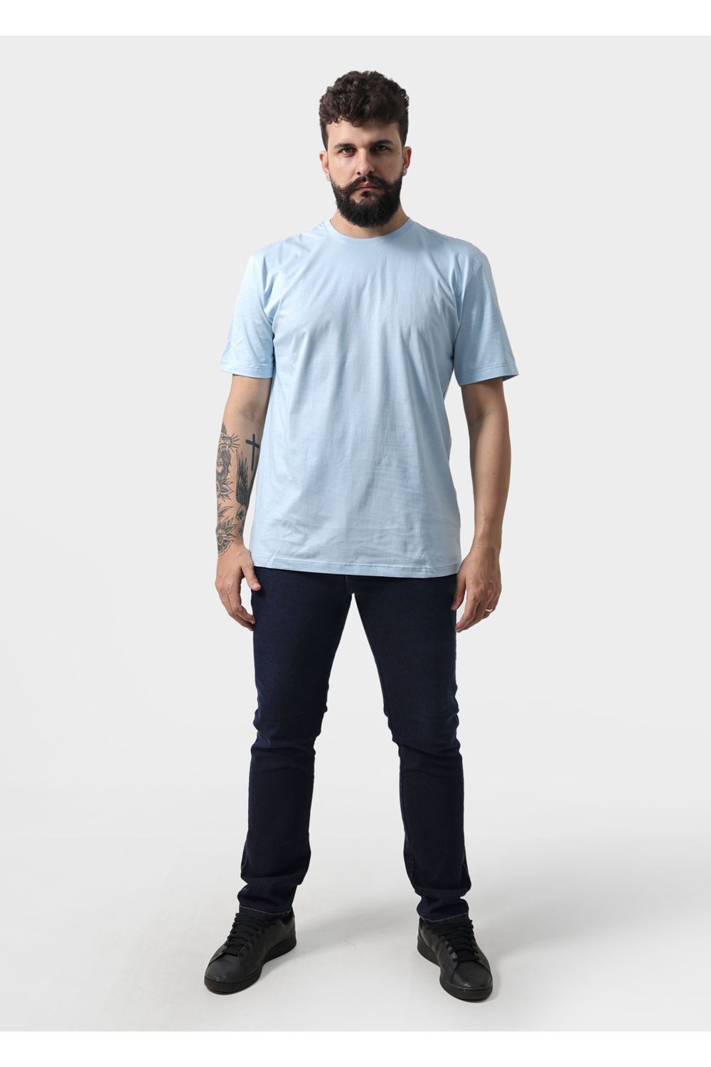 Camiseta Masculina Básica Lisa Azul Bebê