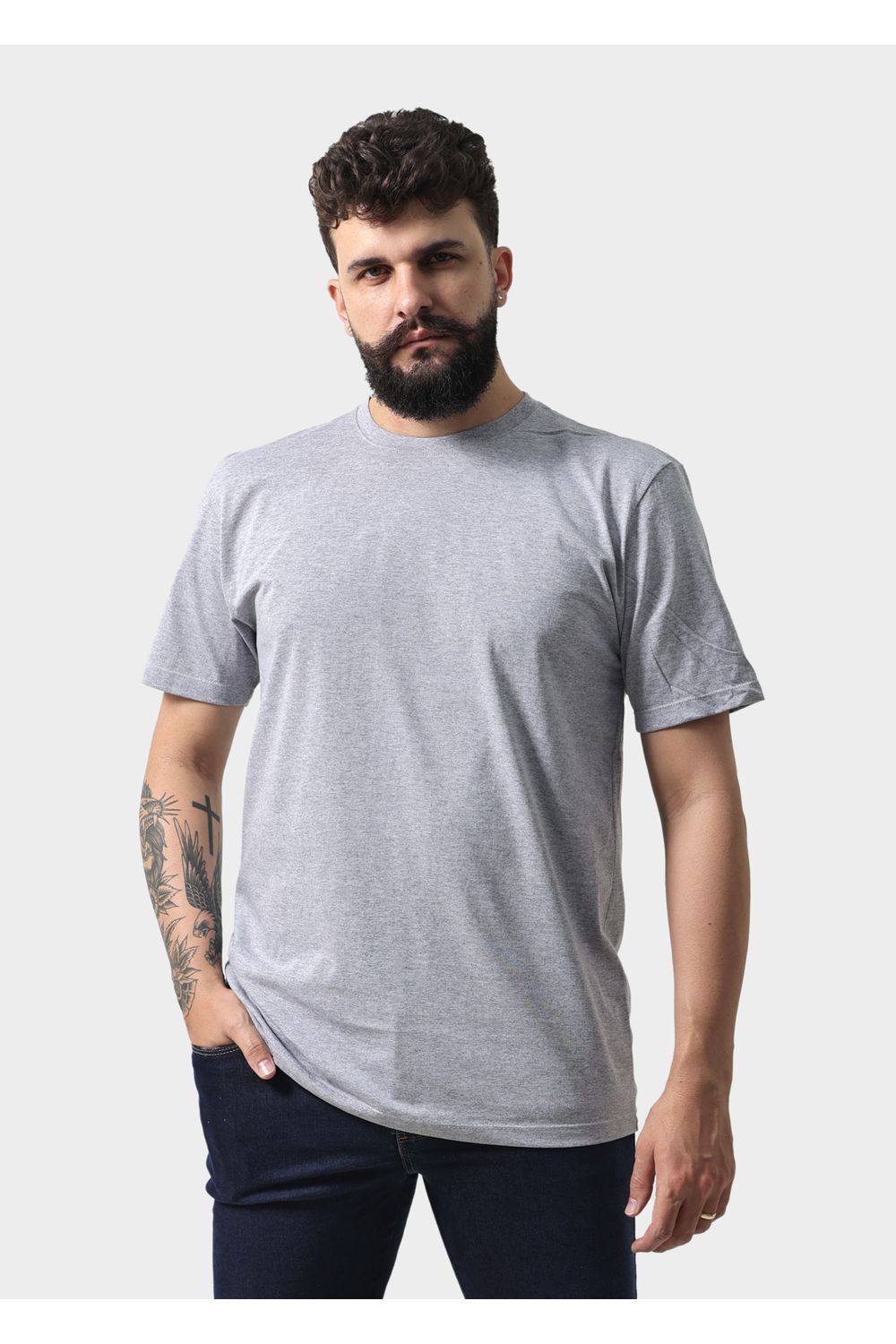 Camiseta Masculina Básica Lisa Cinza