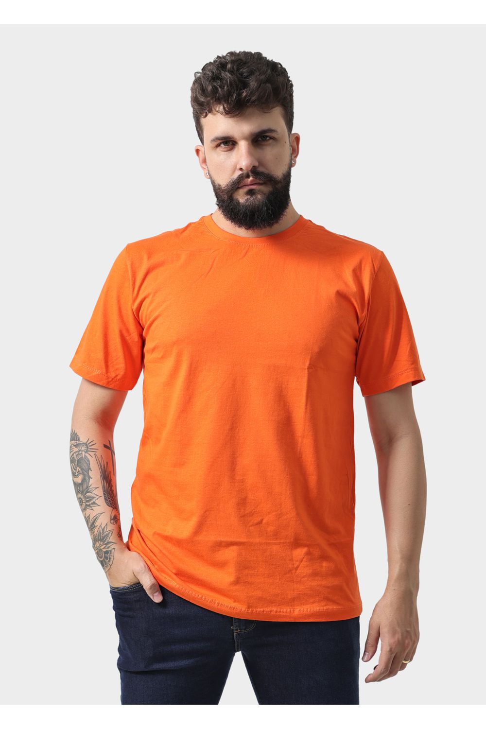 Camiseta Masculina Básica Lisa Laranja
